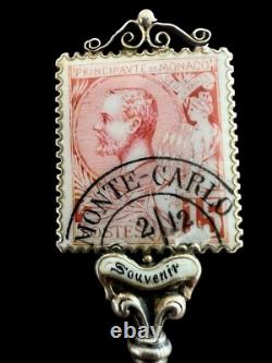 Solid silver cutlery Antique Monte Carlo Monaco collection Enamel Stamp Roulette