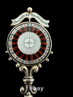 Solid silver cutlery Antique Monte Carlo Monaco collection Enamel Stamp Roulette