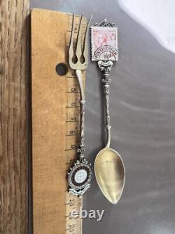 Solid silver cutlery Antique Monte Carlo Monaco collection Enamel Stamp Roulette