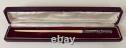 Solid silver dip pen holder, antique circa 1900, with case
