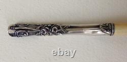 Solid silver dip pen holder, antique circa 1900, with case
