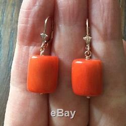 Splendid Ancient Earrings In Beautiful Coral, Gold, Sterling Silver