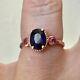 Splendid Ancient Ring Natural Trilogy Sapphire, Ruby, Vermeil Gold Rose/ Silver