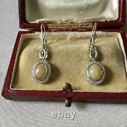 Splendid Old Earrings Veritable Opale, Silver Massif, Topaz