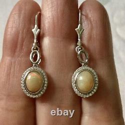 Splendid Old Earrings Veritable Opale, Silver Massif, Topaz