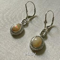 Splendid Old Earrings Veritable Opale, Silver Massif, Topaz