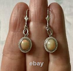 Splendid Old Earrings Veritable Opale, Silver Massif, Topaz