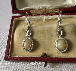 Splendid Old Earrings Veritable Opale, Silver Massif, Topaz