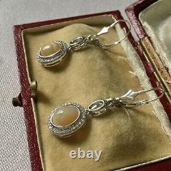 Splendid Old Earrings Veritable Opale, Silver Massif, Topaz