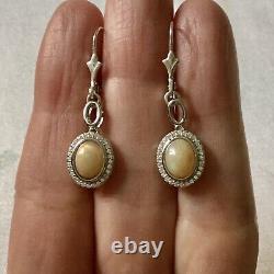 Splendid Old Earrings Veritable Opale, Silver Massif, Topaz