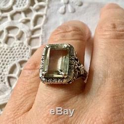 Splendid Old Ornate Ring Sterling Silver Beautiful Topaz