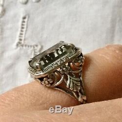 Splendid Old Ornate Ring Sterling Silver Beautiful Topaz