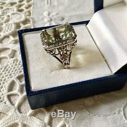 Splendid Old Ornate Ring Sterling Silver Beautiful Topaz