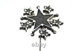 St Vincent's Old Star Hat Pin In Solid Silver 19th Century