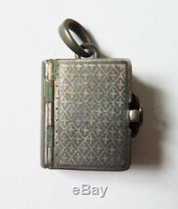 Sterling Silver Pendant Ancient Jewel Shaped Photobook Photo-door Silver