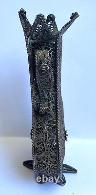 Stunning Antique Solid Silver Filigree Perfume Bottle Vase