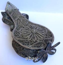 Stunning Antique Solid Silver Filigree Perfume Bottle Vase