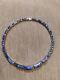 Stunning Articulated Necklace In Solid Silver And Lapis Lazuli, Art Deco, Antique