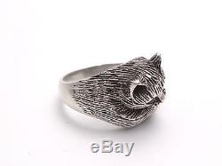 Stunning Old Solid Silver Ring Representing A Cat Art Deco T55 Period