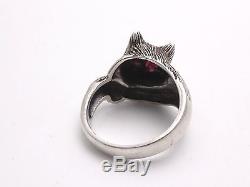 Stunning Old Solid Silver Ring Representing A Cat Art Deco T55 Period