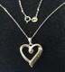 Stunning Vintage Heart Necklace Genuine Black/white Diamonds And Solid Silver