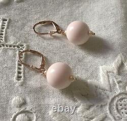 Sublime Ancient Loops Coral Earrings Rose Pearl Fine Gold And Massive Silver