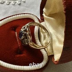 Sublime Ancient Ring In Massive Silver, Natural Sapphire, Ruby And Acute- Marines