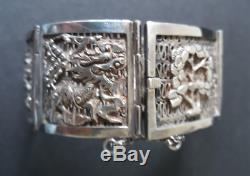 Sublime Bracelet Antique Silver Solid Asian Motifs Nineteenth Time