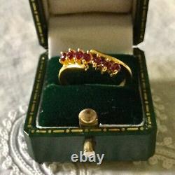 Sublime Old Ring Art Deco Grenat Rose, Gold 14k Silver Massive