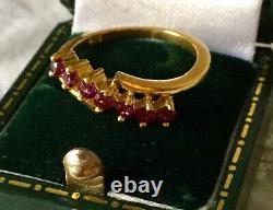 Sublime Old Ring Art Deco Grenat Rose, Gold 14k Silver Massive