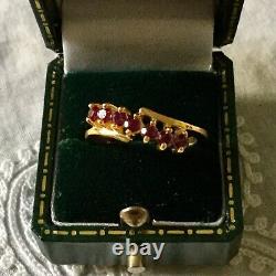 Sublime Old Ring Art Deco Grenat Rose, Gold 14k Silver Massive