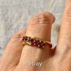 Sublime Old Ring Art Deco Grenat Rose, Gold 14k Silver Massive