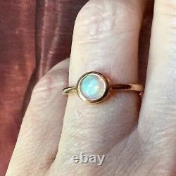 Sublime Old Ring In Vermeil Rose Gold / Silver, Natural Opal