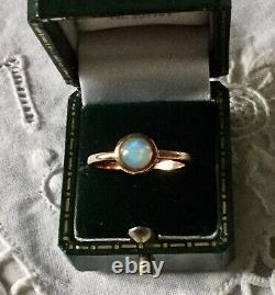 Sublime Old Ring In Vermeil Rose Gold / Silver, Natural Opal