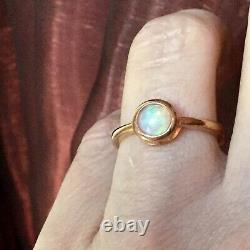 Sublime Old Ring In Vermeil Rose Gold / Silver, Natural Opal