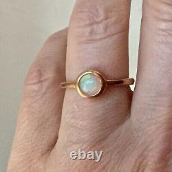 Sublime Old Ring In Vermeil Rose Gold / Silver, Natural Opal