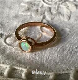 Sublime Old Ring In Vermeil Rose Gold / Silver, Natural Opal