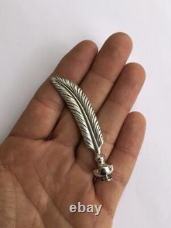 Sublime RARE antique PUIFORCAT solid silver fountain pen with telephone dial turn.