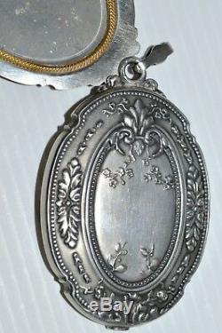 Super Small Mirror Elegant Necklace Of Napoleon III Silver Nineteenth Ancient Jewel