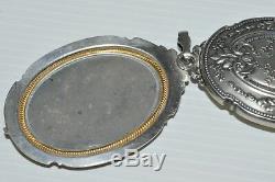 Super Small Mirror Elegant Necklace Of Napoleon III Silver Nineteenth Ancient Jewel