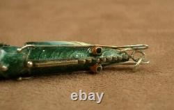 Superb Ancient Silver Pendant Massive Emaille Shrimp China