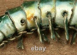 Superb Ancient Silver Pendant Massive Emaille Shrimp China