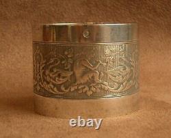 Superb Ancient Towel Round Silver Massif Rare Decor De Faunes