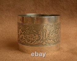 Superb Ancient Towel Round Silver Massif Rare Decor De Faunes