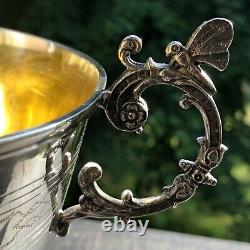 Superb And Ancien Coupe In Solid Silver With Decoration Of Butterflies Art Nouveau