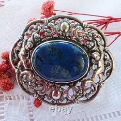 Superb Antique Art Nouveau / Neo-Renaissance Brooch in 800 Silver by Gustav Hauber