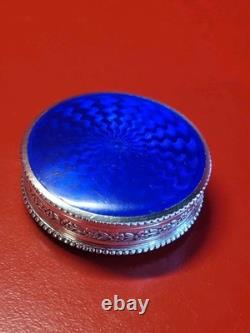 Superb Antique Solid Silver Enamelled Vermeil Pill Box