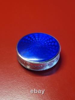 Superb Antique Solid Silver Enamelled Vermeil Pill Box