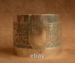 Superb Antique Solid Silver Napkin Ring Rare Faunes Decoration