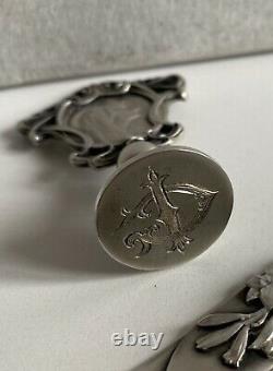 Superb Art Nouveau Seal Set Cut Paper Old Solid Silver